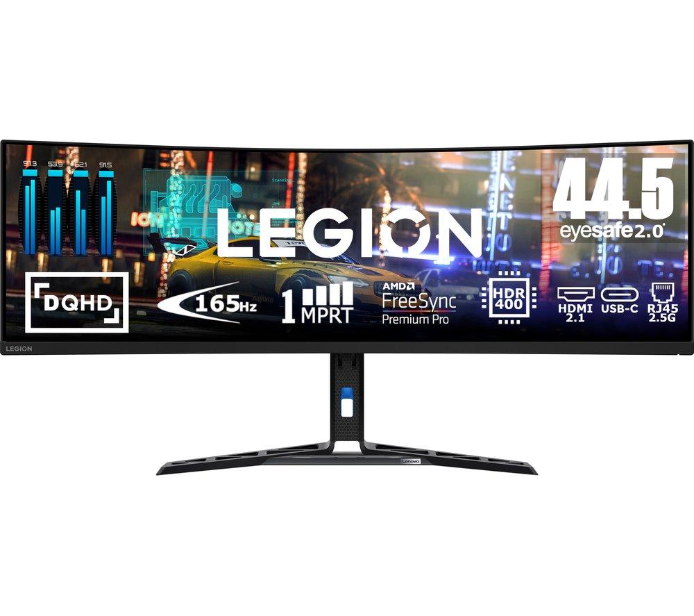 LENOVO Legion R45w-30 Wide Quad HD 44.5 Curved VA LCD Gaming Monitor - Black, Black