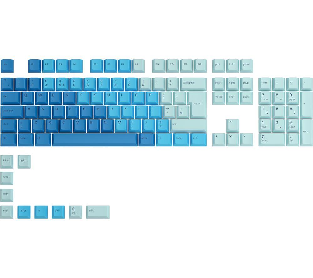 GLORIOUS GPBT Keycaps - UK Layout, Ocean Blue, Blue