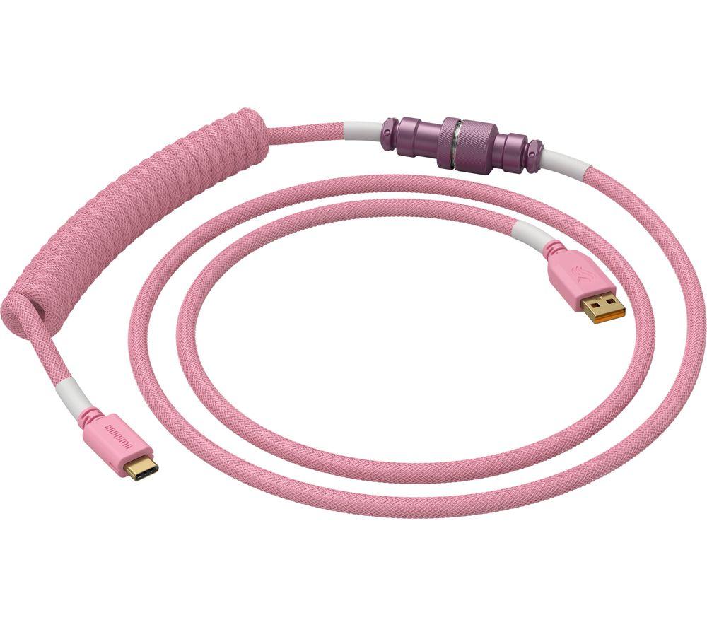 GLORIOUS Coiled USB to USB Type-C Keyboard Cable - Pixel Pink, Pink