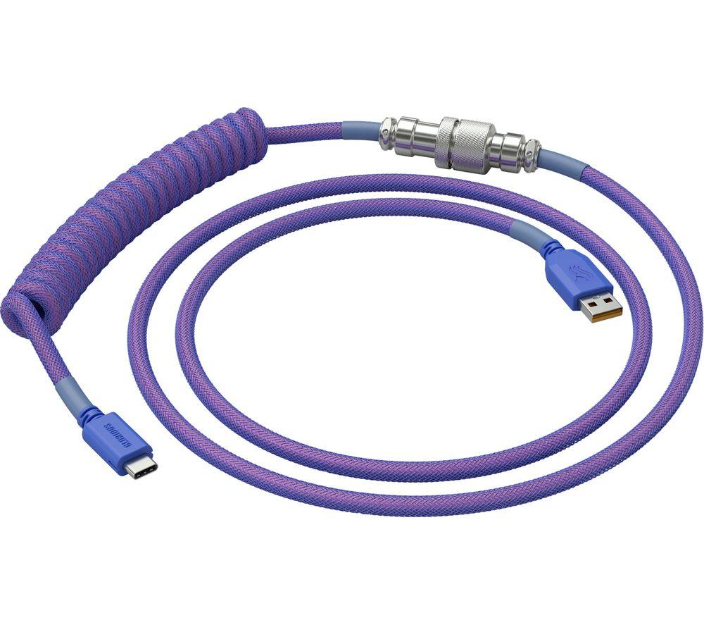 GLORIOUS Coiled USB to USB Type-C Keyboard Cable - Nebula, Purple