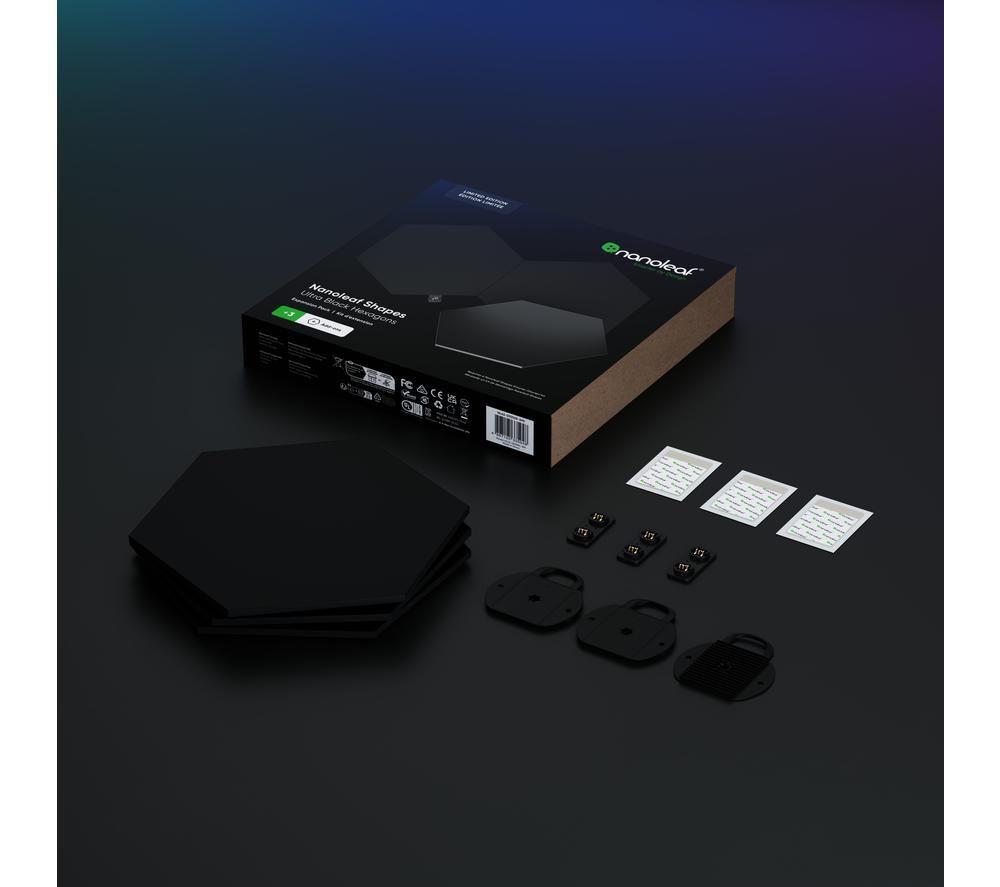 NANOLEAF Shapes Hexagon Smart Lights Expansion Pack - Ultra Black, Pack of 3 image number 2 of 8
