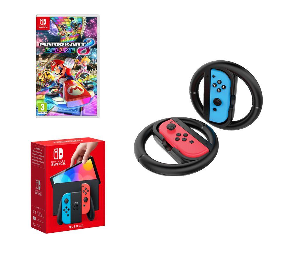 Nintendo Switch Mario Kart 8 Neon Racing Bundle: Red Blue JoyCon