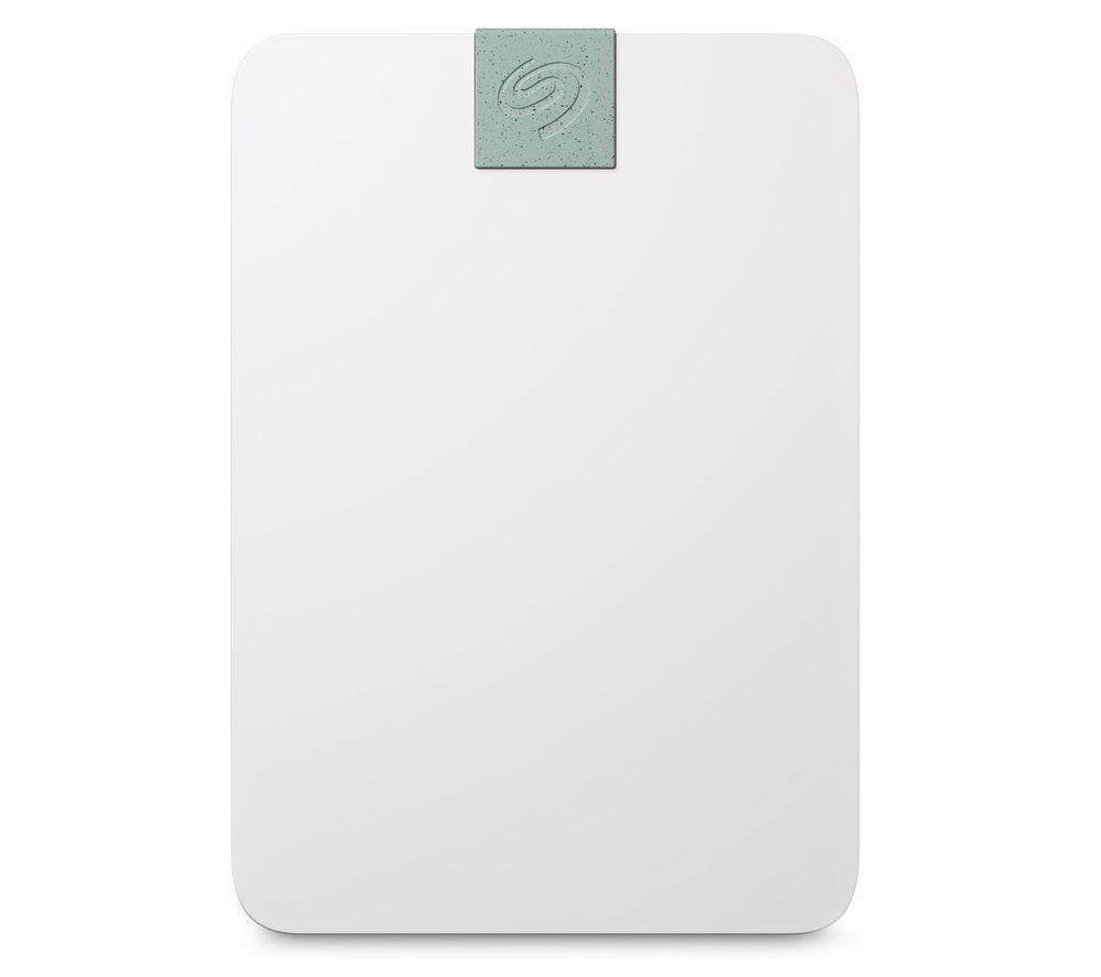 Seagate Ultra Touch HDD, 2 TB, External HDD, Cloud White, Post-Consumer Recycled material, USB-C compatibility with PC, Mac & Chromebook, Dropbox and Mylio included, 2yr Rescue Services (STMA2000400)