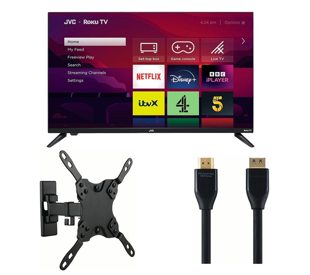 32 Jvc LT 32CR230 Smart HD Ready HDR LED TV Sandtrom Black Series S2HDM115 HDMI Cable with Ethernet 2 m Logik LCS16 TV Bracket Bundle Black Currys Price Tracker pricechase