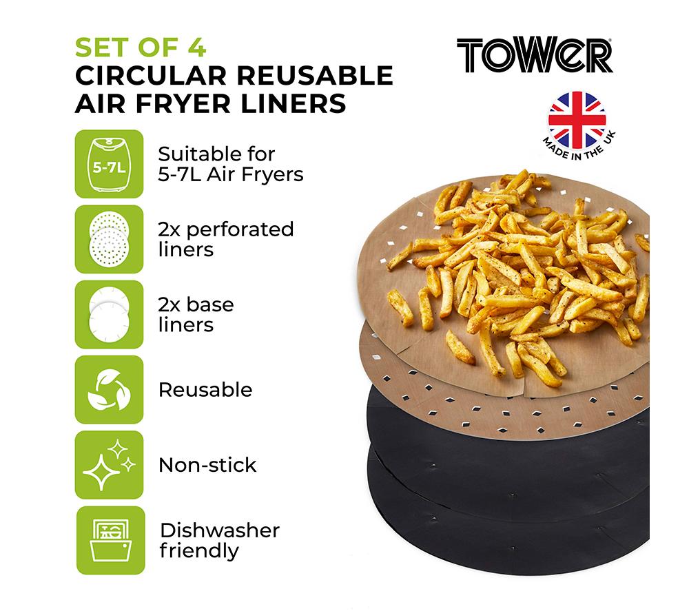 TOWER 5 - 7 Litre Air Fryer Liners - Pack of 4 image number 2 of 10