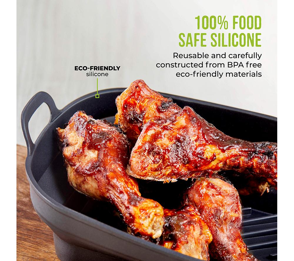 TOWER T843091 2-piece Non-Stick Silicone Foldable Air Fryer Tray Set - Black image number 5 of 12