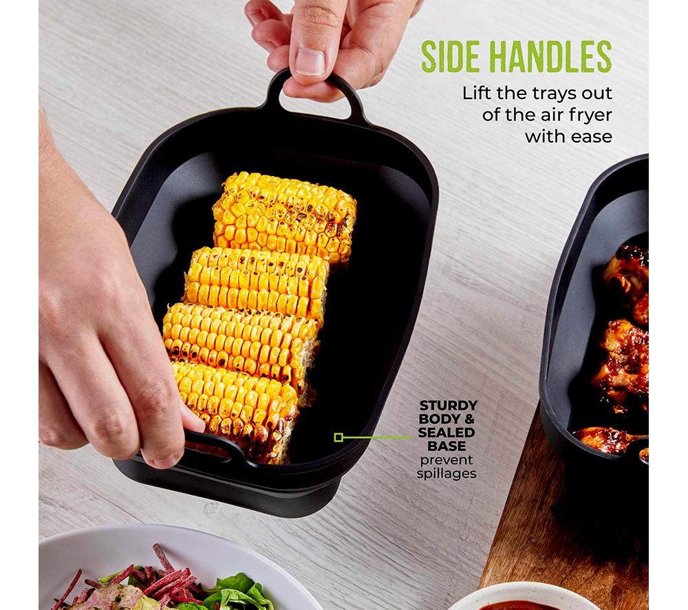 TOWER T843091 2-piece Non-Stick Silicone Foldable Air Fryer Tray Set - Black image number 6 of 12