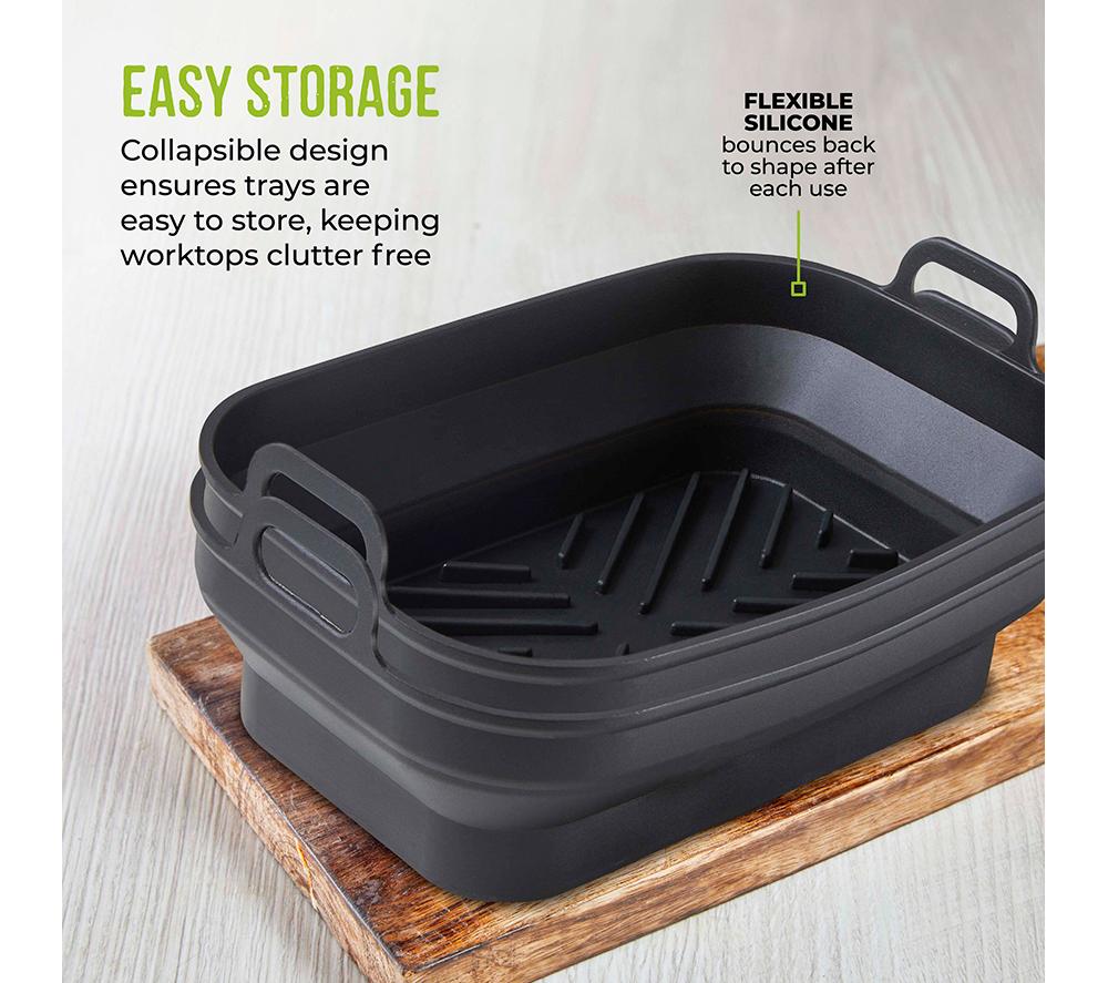 TOWER T843091 2-piece Non-Stick Silicone Foldable Air Fryer Tray Set - Black image number 8 of 12