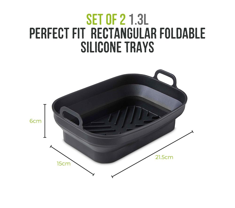 TOWER T843091 2-piece Non-Stick Silicone Foldable Air Fryer Tray Set - Black image number 9 of 12