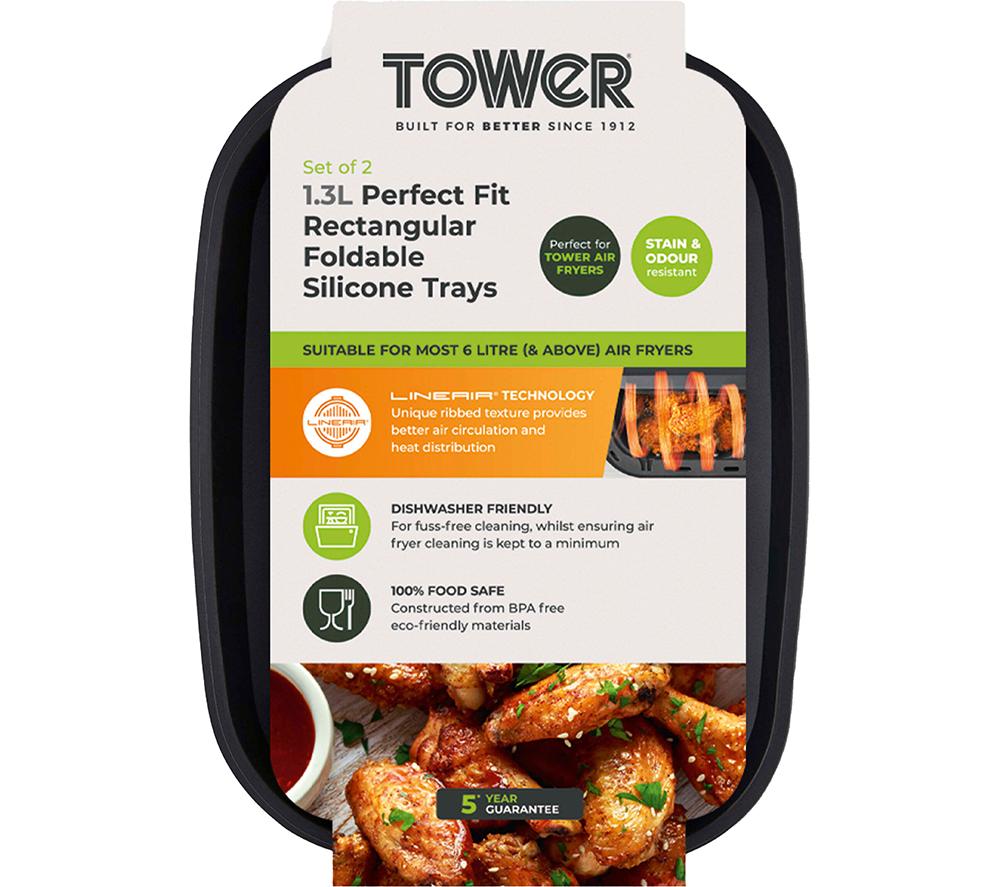 TOWER T843091 2-piece Non-Stick Silicone Foldable Air Fryer Tray Set - Black image number 11 of 12