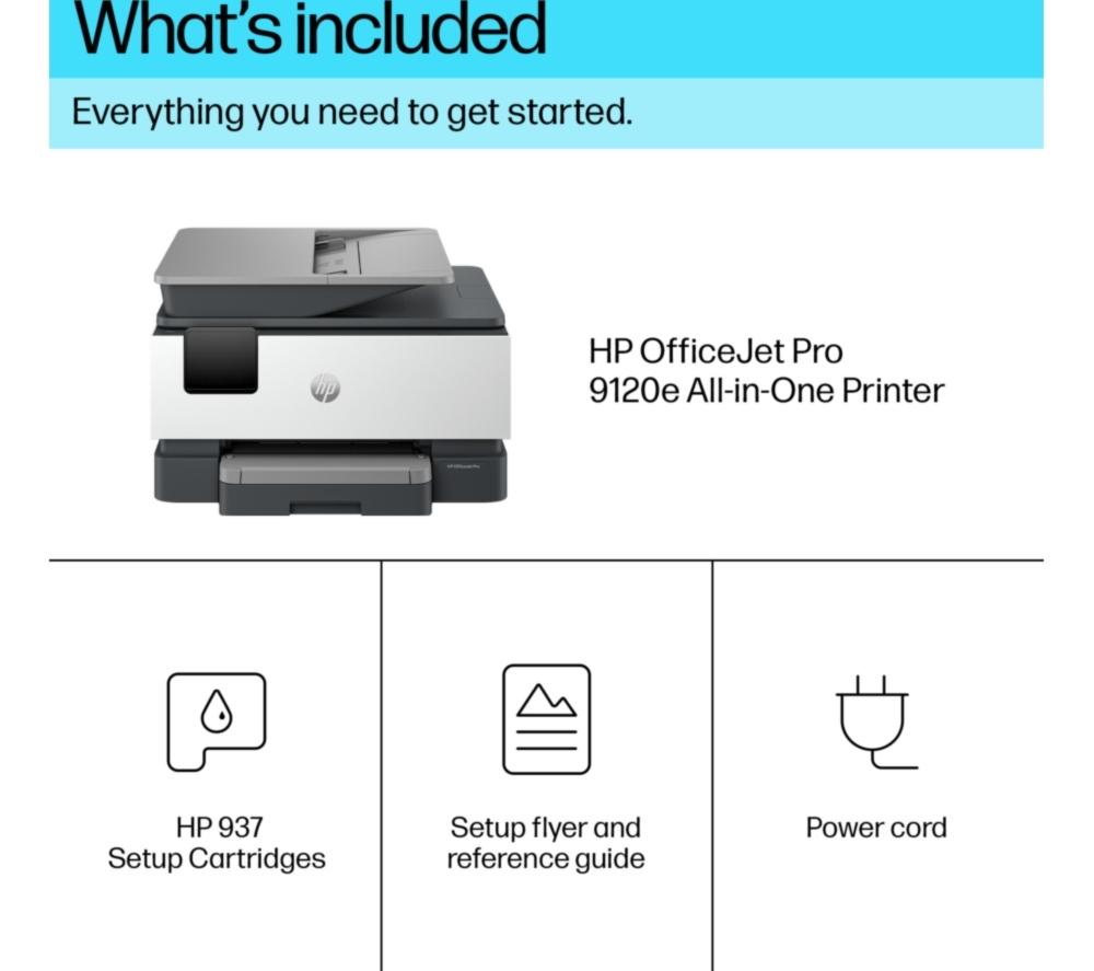 HP OfficeJet 9120e All-in-One Wireless Inkjet Printer with Fax & Instant Ink with HP+ image number 12 of 24