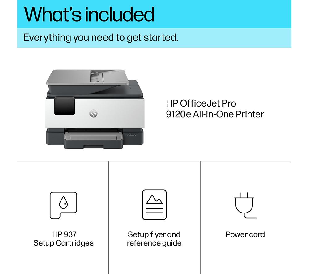 HP OfficeJet 9120e All-in-One Wireless Inkjet Printer with Fax & Instant Ink with HP+ image number 7 of 16