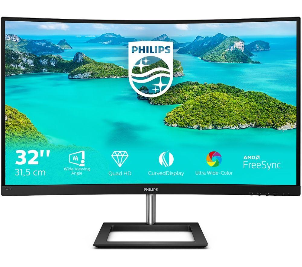 PHILIPS 325E1C Quad HD 32 Curved VA LCD Monitor - Black, Black