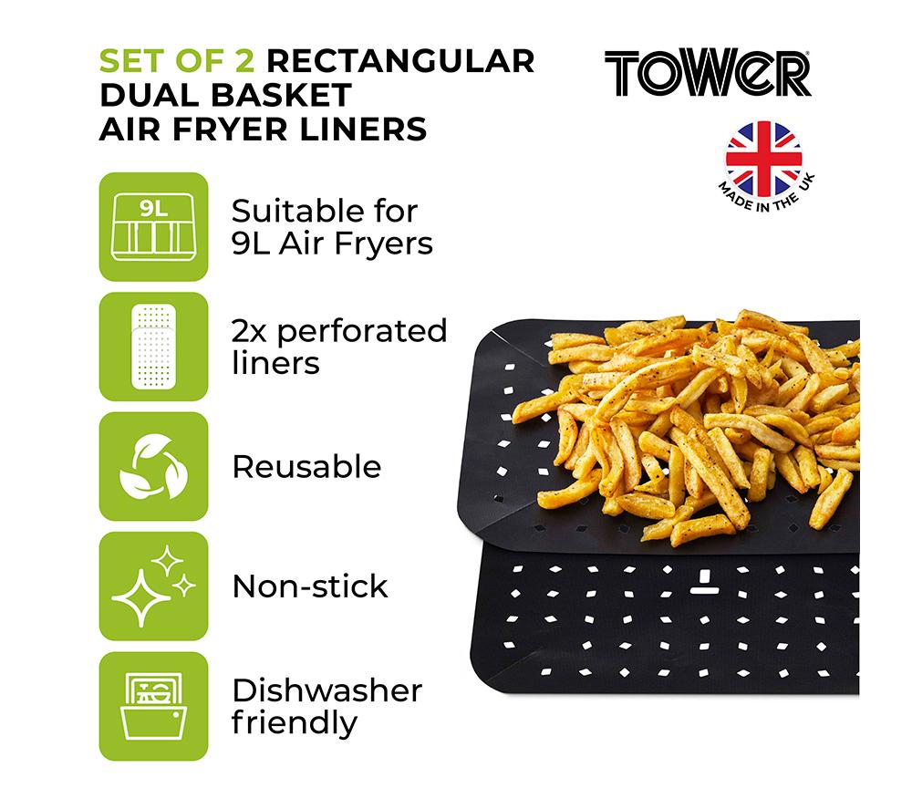 TOWER 9 Litre Dual Air Fryer Liners - Twin Pack image number 2 of 11