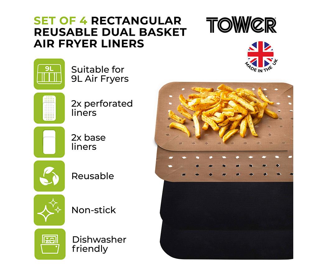 TOWER 9 Litre Dual Air Fryer Liners - Pack of 4 image number 2 of 12