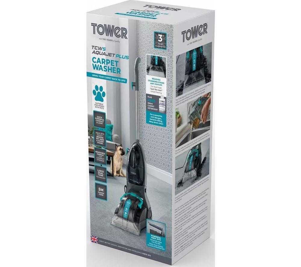 TOWER Aquajetplus T548002 Upright Carpet Cleaner - Blue & Grey image number 14 of 14