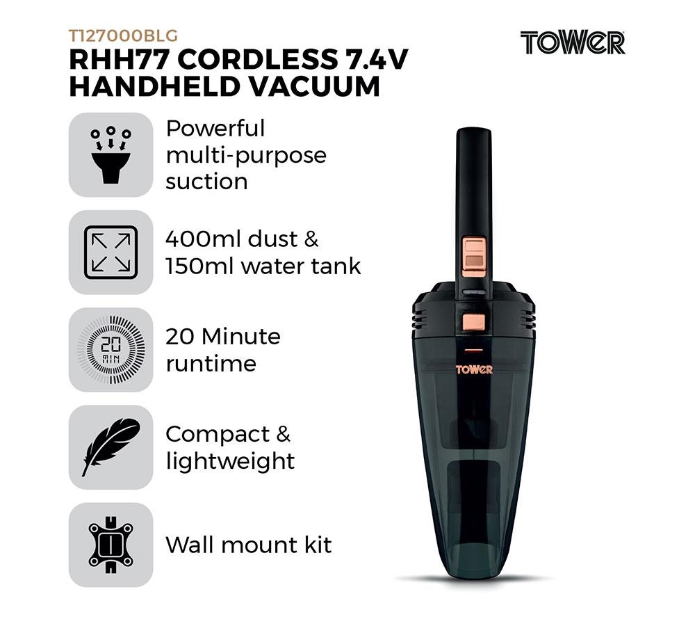 TOWER T127000BLG Handheld Vacuum Cleaner - Black & Rose Gold image number 2 of 9