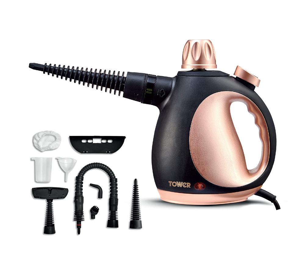 Tower Ths10 Handheld Steam Cleaner - Rose Gold & Black, Black