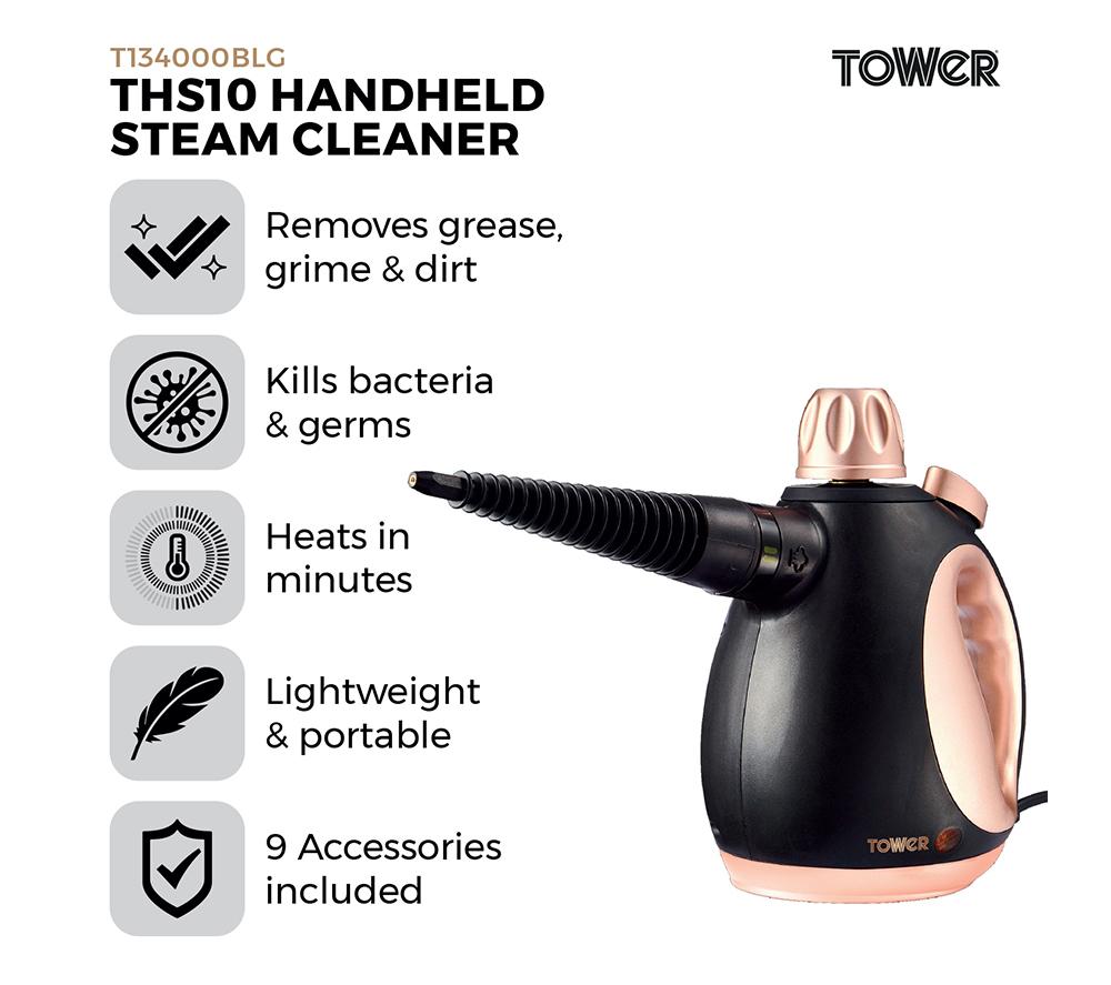 TOWER THS10 Handheld Steam Cleaner - Rose Gold & Black image number 2 of 12
