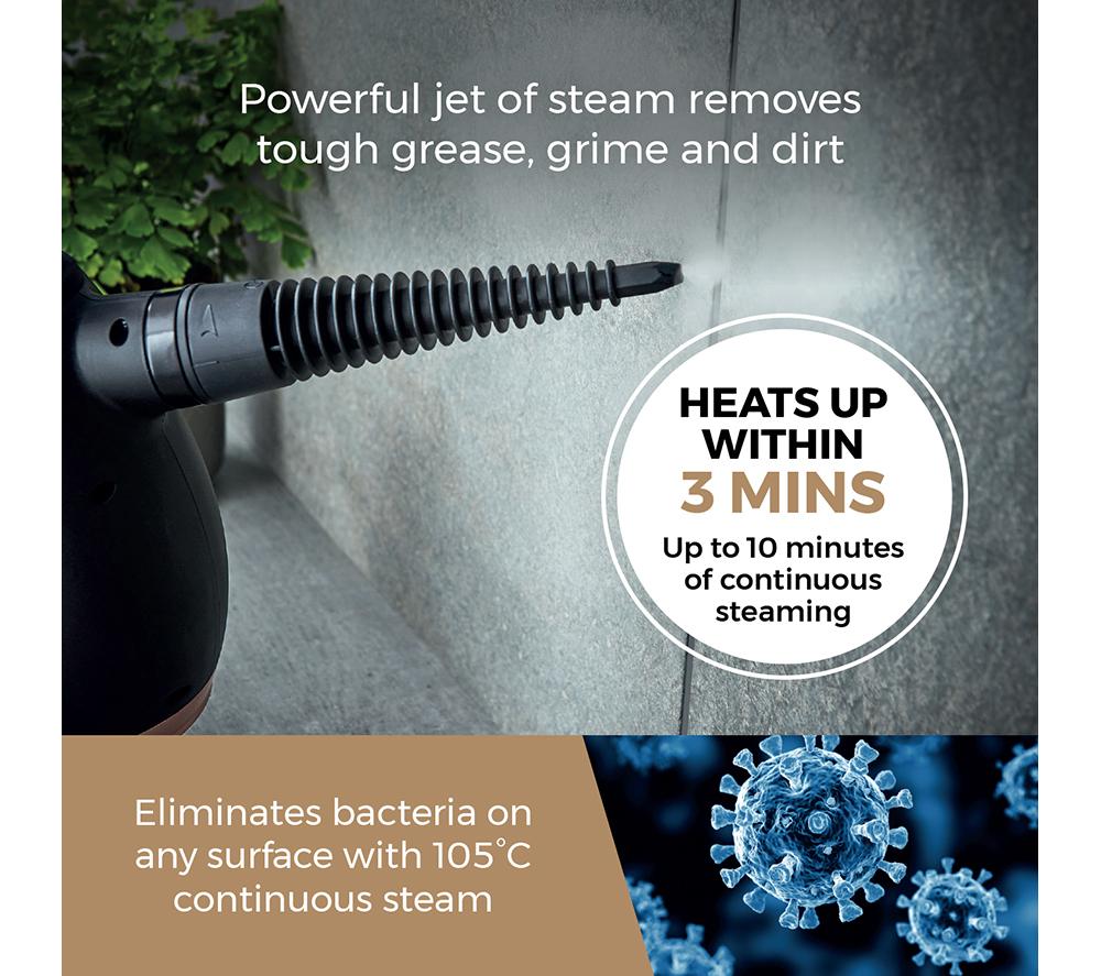 TOWER THS10 Handheld Steam Cleaner - Rose Gold & Black image number 3 of 12