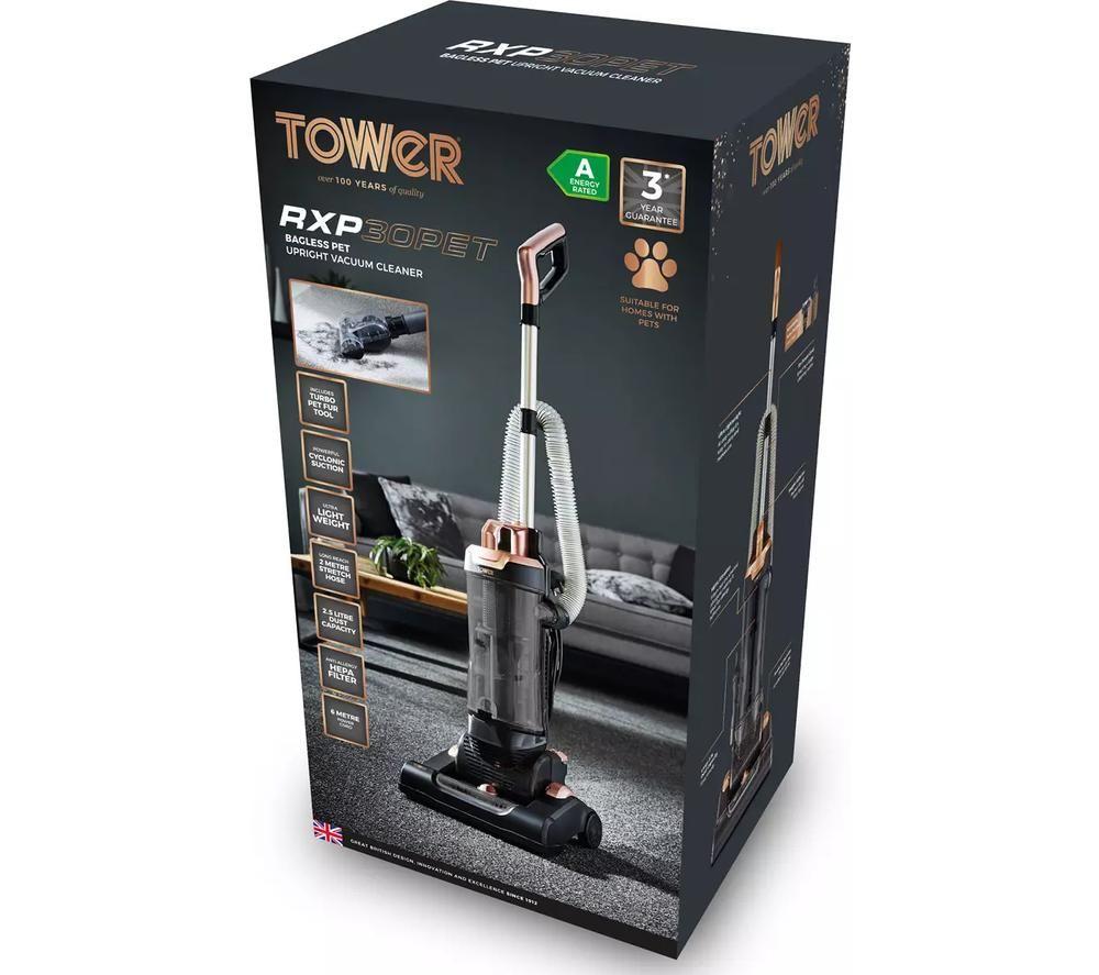 TOWER RXP30PET Upright Bagless Vacuum Cleaner - Black & Rose Gold image number 8 of 8