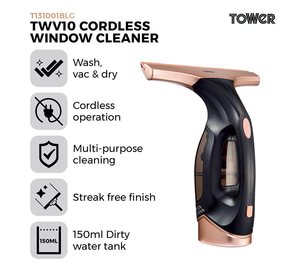 TOWER TWV10 Window Vacuum Cleaner - Rose Gold & Black image number 2 of 12