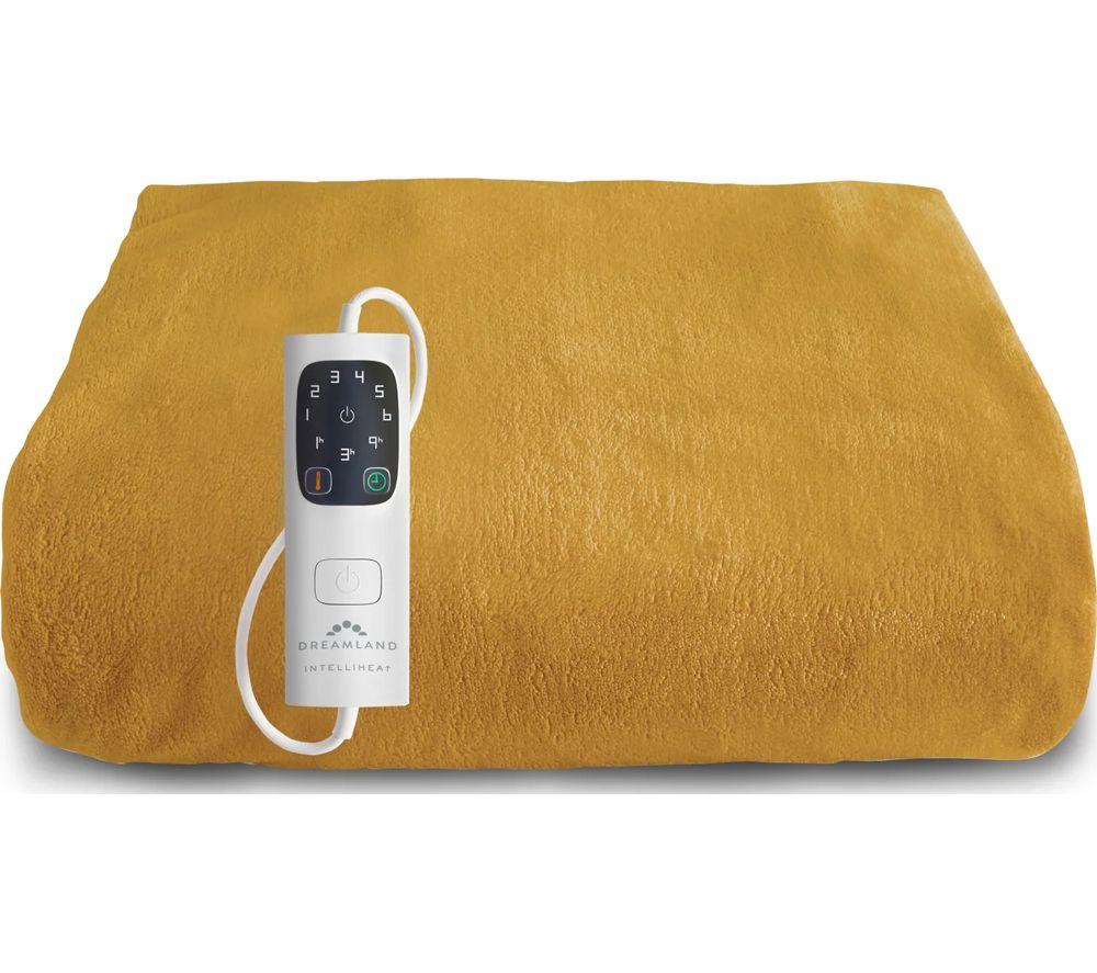 DREAMLAND Snuggle Up Velvet Heated Throw - Mustard, 160 x 120 cm