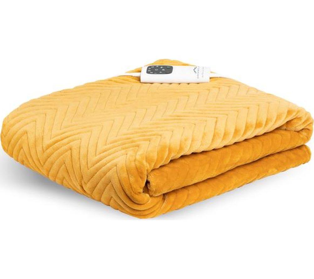 DREAMLAND Hurry Home Deluxe Velvet Heated Throw - Mustard, 160 x 120 cm