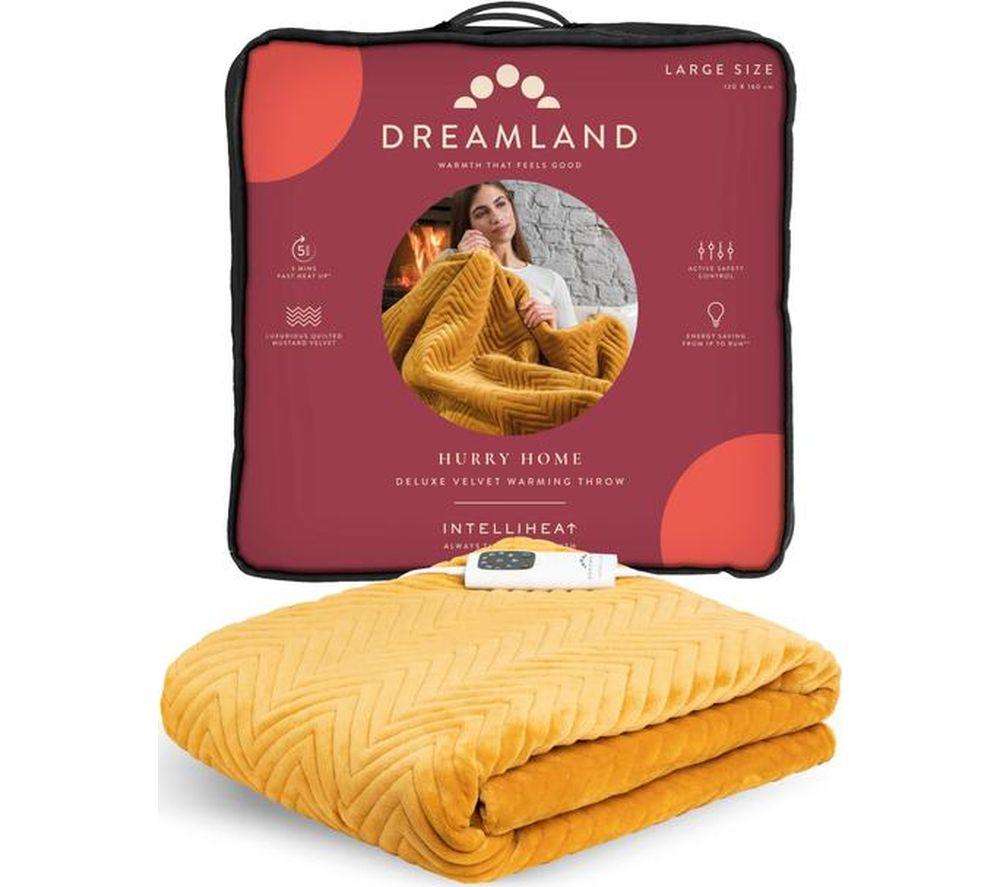 DREAMLAND Hurry Home Deluxe Velvet Heated Throw - Mustard, 160 x 120 cm image number 7 of 8