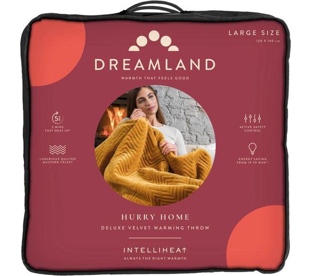 DREAMLAND Hurry Home Deluxe Velvet Heated Throw - Mustard, 160 x 120 cm image number 8 of 8
