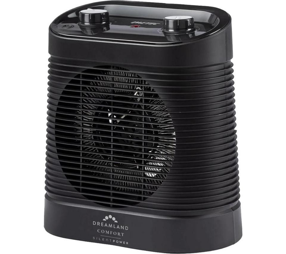 DREAMLAND Silent Power Comfort Portable Hot & Cool Fan Heater - Black