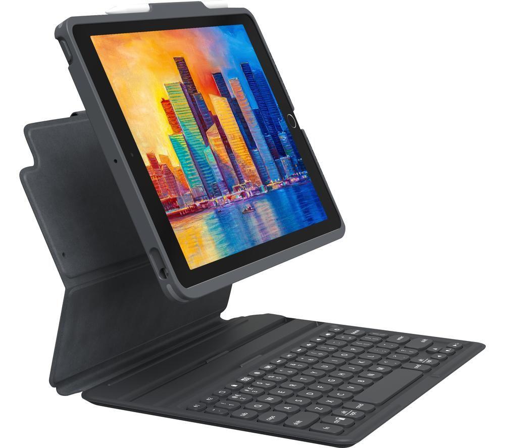 ZAGG Pro Keys 10.2 iPad Keyboard Folio Case - Black & Grey, Black,Silver/Grey