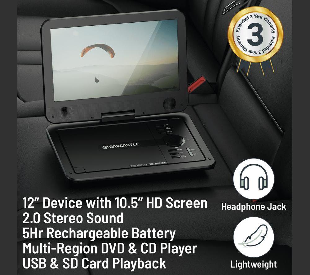 OAKCASTLE DVD120 Portable DVD Player - Black image number 9 of 10