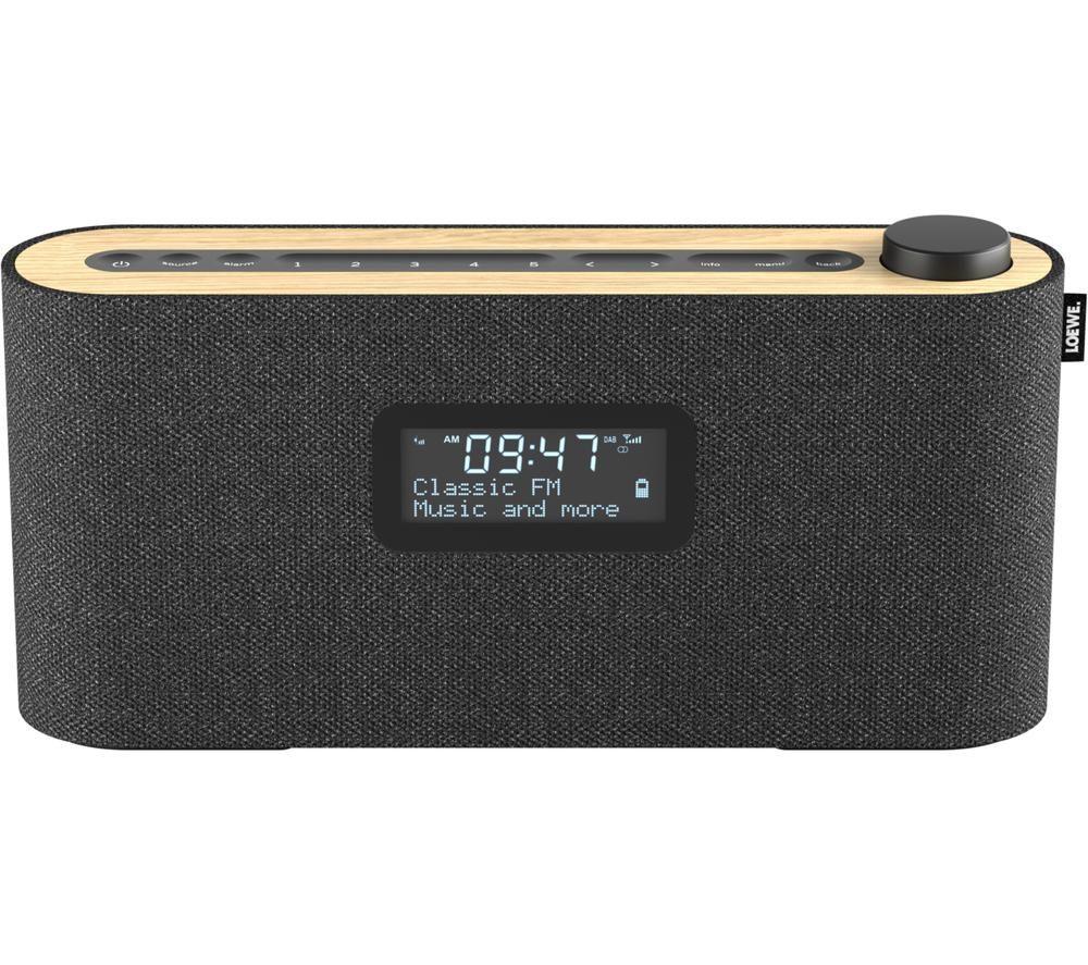 LOEWE radio.frequency Portable DAB? Bluetooth Clock Radio - Basalt Grey, Brown,Silver/Grey