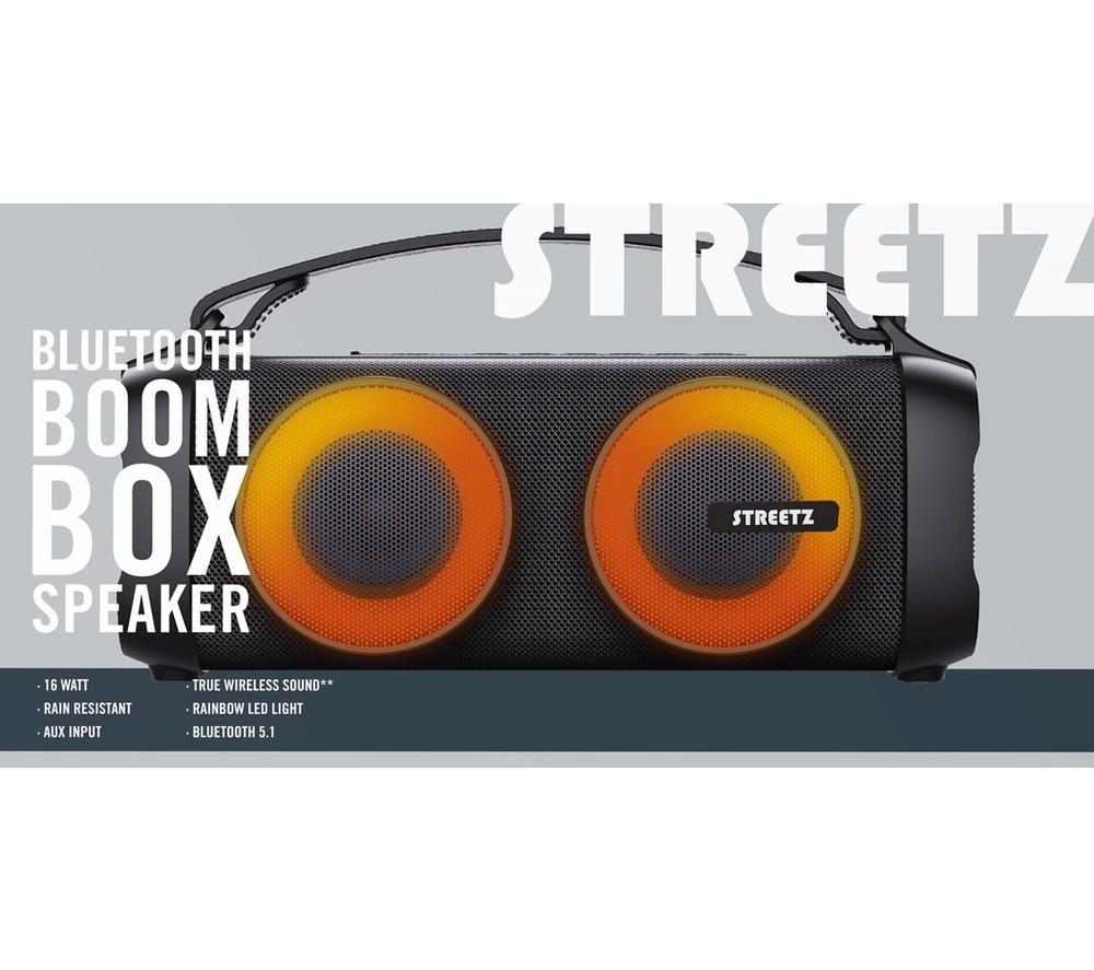 STREETZ B-100 Boombox Bluetooth Speaker - Black image number 8 of 9