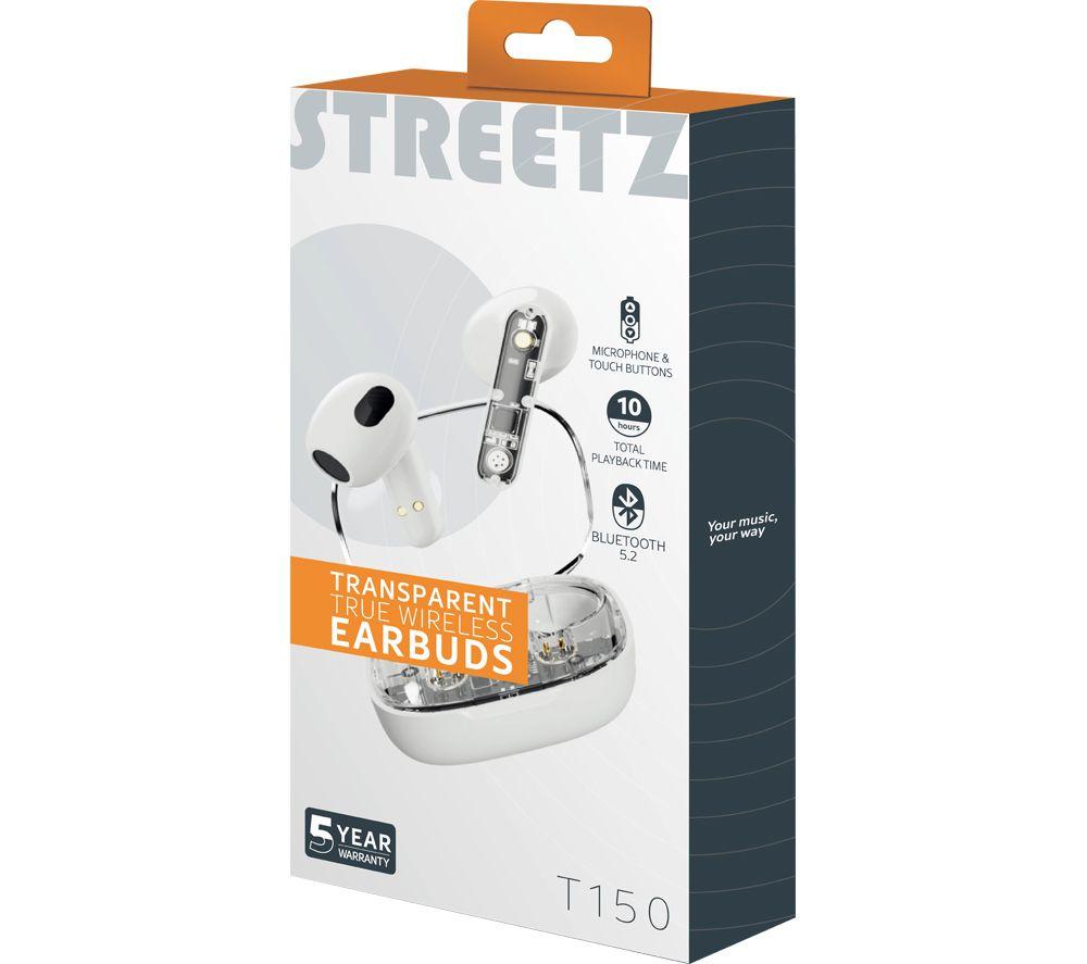 STREETZ T150 Wireless Bluetooth Earbuds - White image number 9 of 11