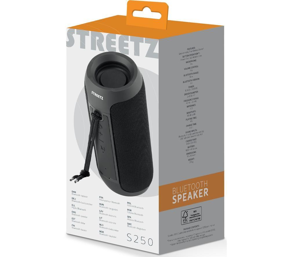 STREETZ S250 Portable Bluetooth Speaker - Black image number 5 of 10