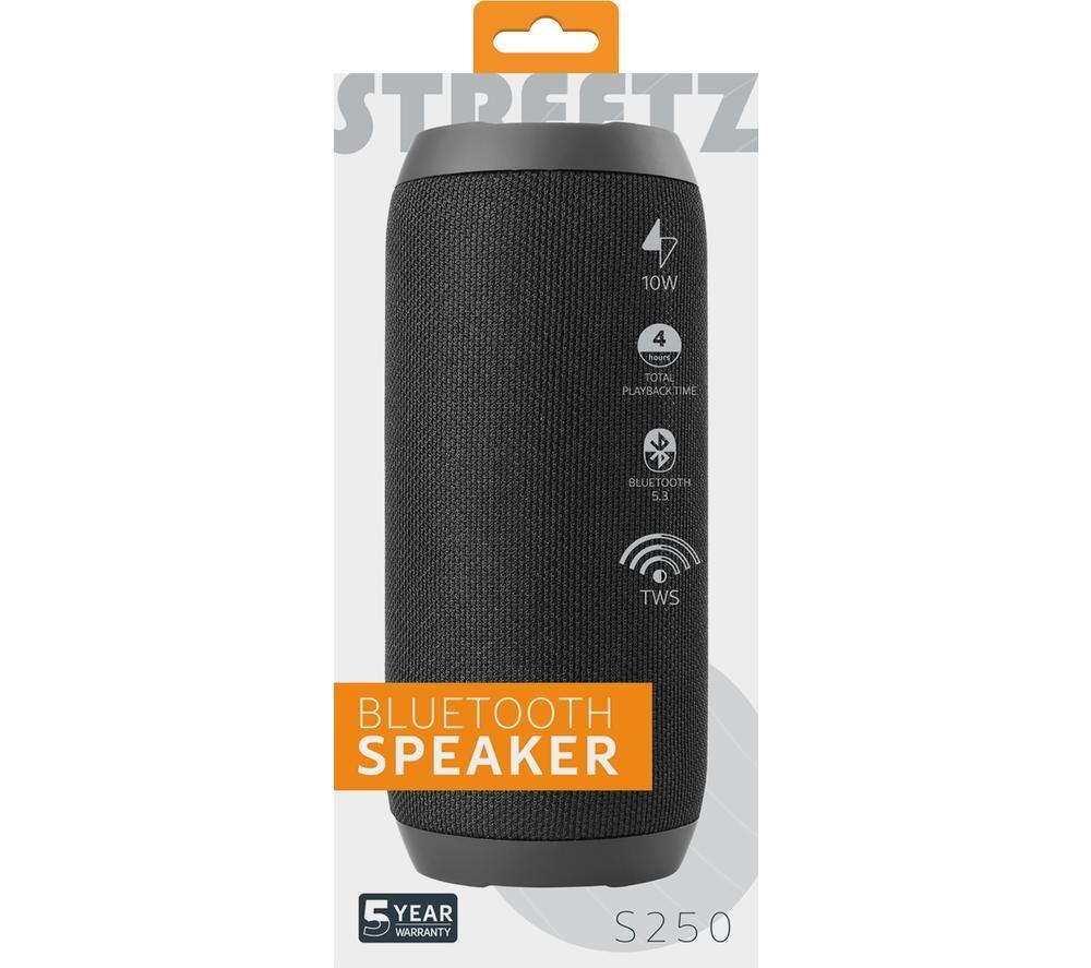 STREETZ S250 Portable Bluetooth Speaker - Black image number 6 of 10