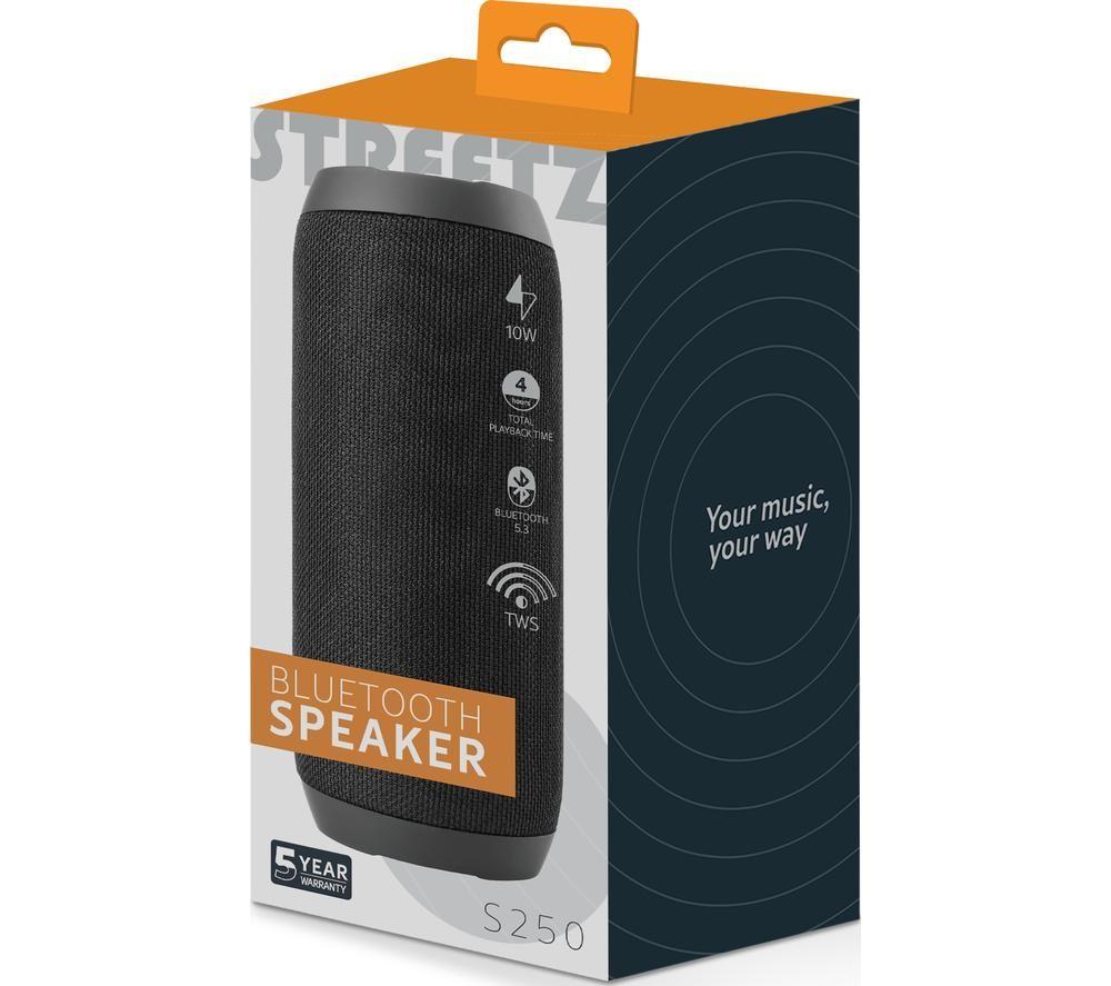 STREETZ S250 Portable Bluetooth Speaker - Black image number 8 of 10