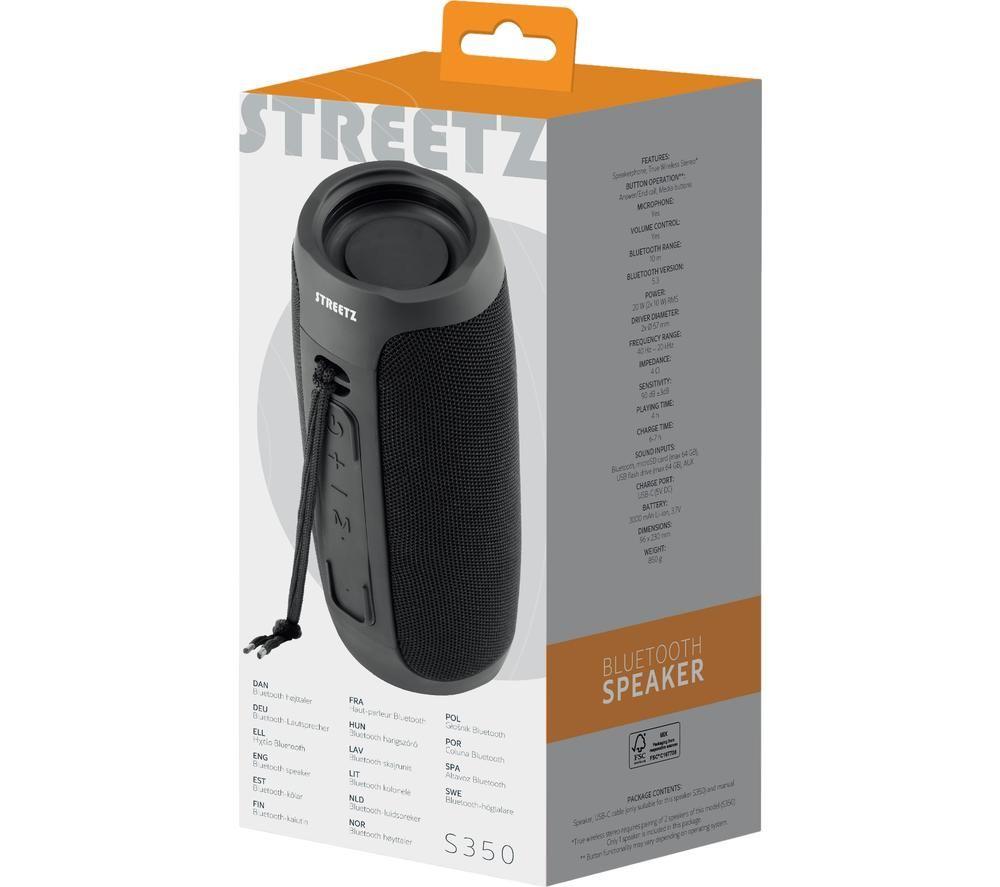 STREETZ S350 Portable Bluetooth Speaker - Black image number 9 of 14