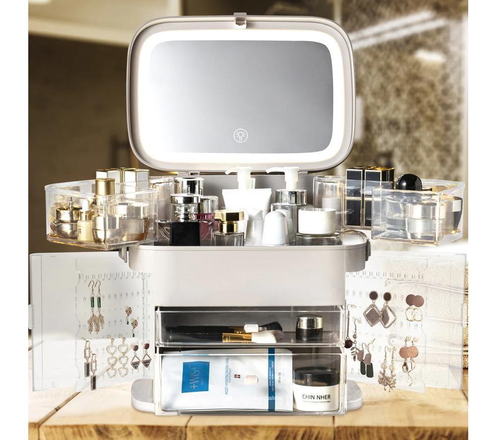 RIO Ultimate Beauty Box Organiser with Dimmable Mirror - Clear image number 12 of 13