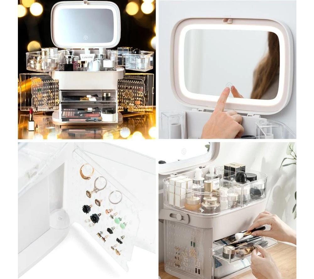 RIO Ultimate Beauty Box Organiser with Dimmable Mirror - Clear image number 13 of 13