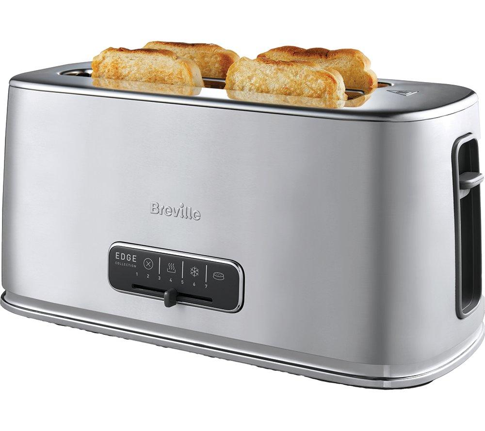 BREVILLE Edge Long Slot VTR023 4 Slice Toaster ? Brushed Stainless Steel, Stainless Steel