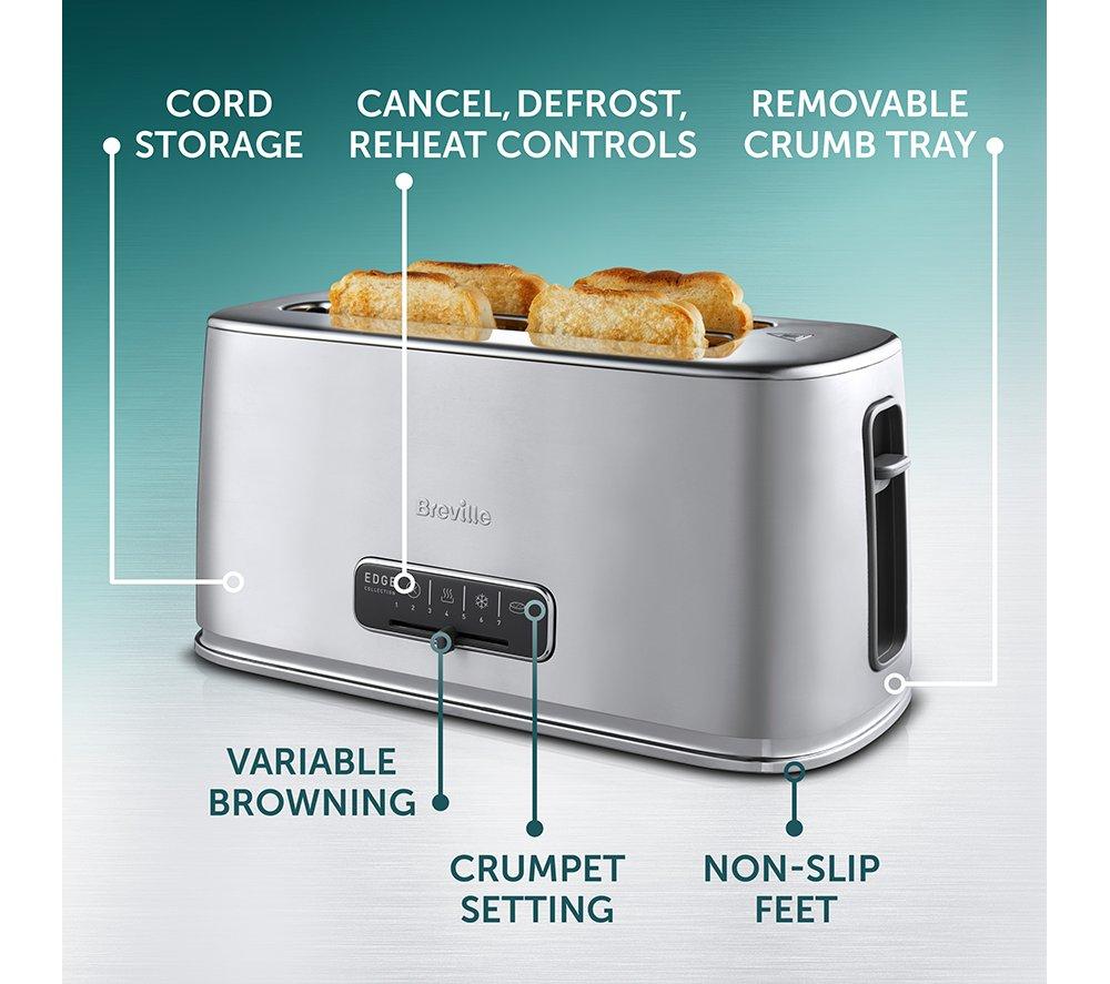 BREVILLE Edge Long Slot VTR023 4 Slice Toaster &ndash; Brushed Stainless Steel image number 6 of 7