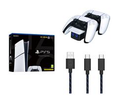 SONY PlayStation 5 Digital Edition Model Group, VS5001 Twin Docking Station (White) & Charge Cable Bundle