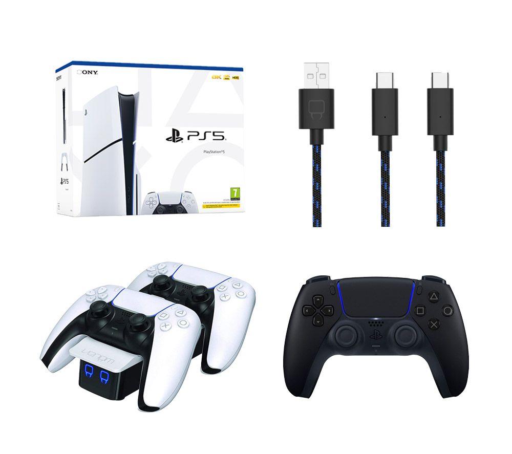 SONY PlayStation 5 Model Group, VS5001 Twin Docking Station, DualSense Wireless Controller (Black) & Charge Cable Bundle