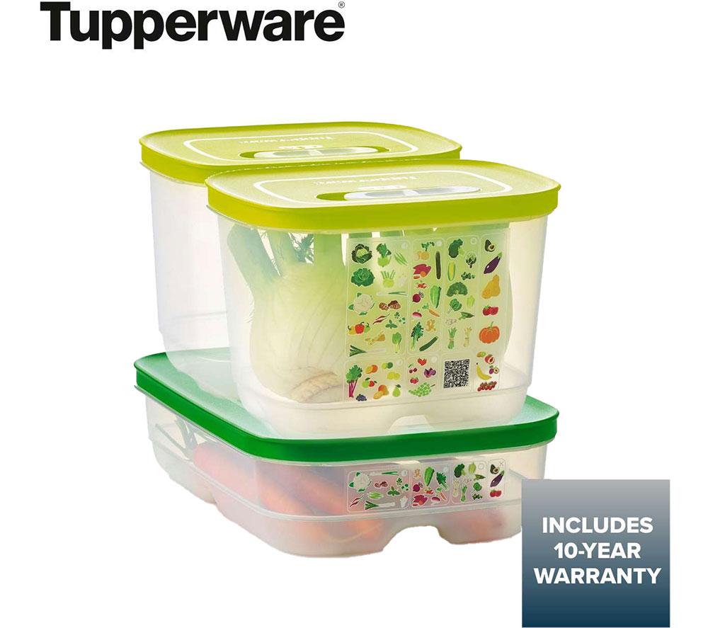 TUPPERWARE FridgeSmart 3-piece Starter Kit - Clear with Green Lid