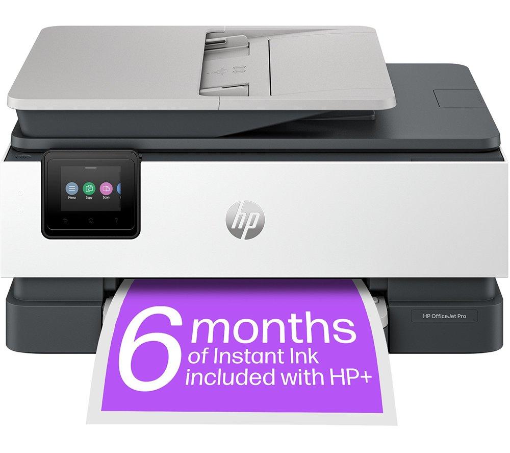 HP OfficeJet Pro 8124e All-in-One Wireless Inkjet Printer & Instant Ink with HP, White,Silver/Grey
