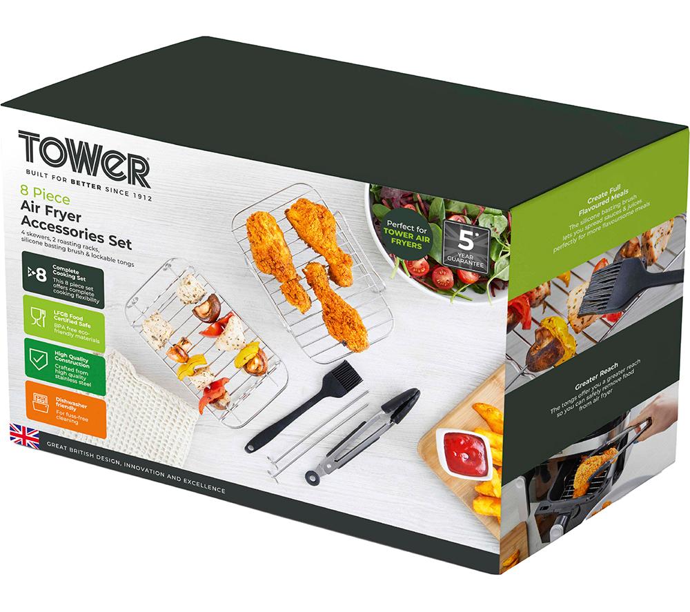TOWER T843096 8-piece Air Fryer Accessories Set - Silver & Black image number 10 of 10
