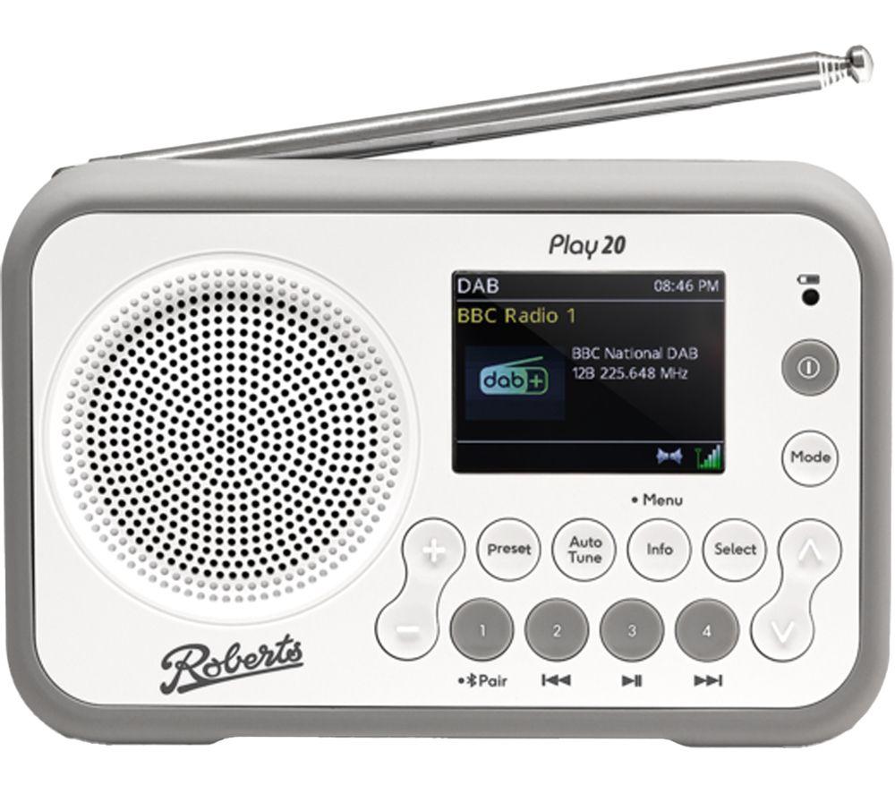 ROBERTS Play 20 Portable DABﱓ Bluetooth Radio - White, White